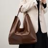 Vegetable Tanned Cowhide Popular Large-Capacity Textured Tote Bag Versatile Shoulder Class Underarm Commuter Bag