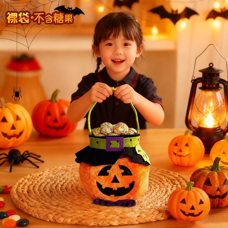 Halloween Candy Bags Pumpkin Tote Bags for Kids Kindergarten Trick or Treat Gift Bags with Handles Party Decorations