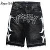 RogueWave Nové Harajuku Nápis Černé Džíny Hip Hop Vintage Volné Šortky Ležérní Gym Džínové Šortky Streetwear