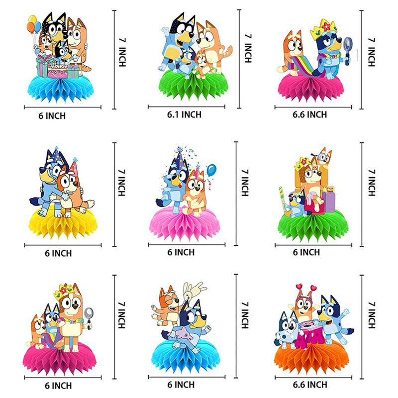 Bluey Bingo Themed Anime Figures Decorations Children's Birthday Holiday Party Desktop Honeycomb Ornaments