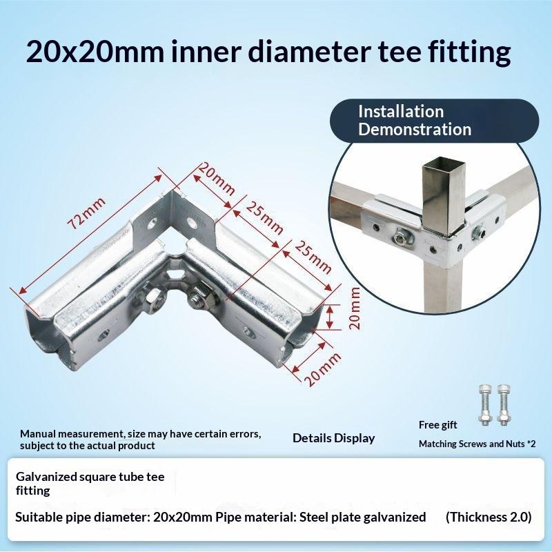 

1Pcs Elbow Pipe Fixed Buckle 20x20/25x25mm Square Pipe Fitting Joint Pipe Connector Buckle Non Welding And Non Punching Bracket