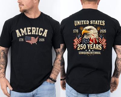 250 Years American Flag 250th Anniversary USA Bald Eagle Front Amp; Back TShirt Unisex T-Shirt