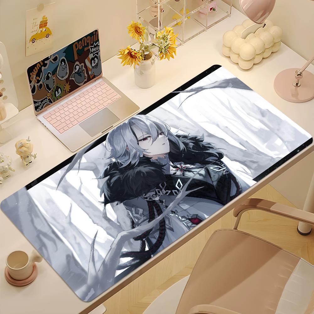 Anime Arlecchino Mouse Pad Large NonSlip Gaming Desk Mat Laptop Keyboard Tray Office Pc Rubber Genshin Impact Soft Black