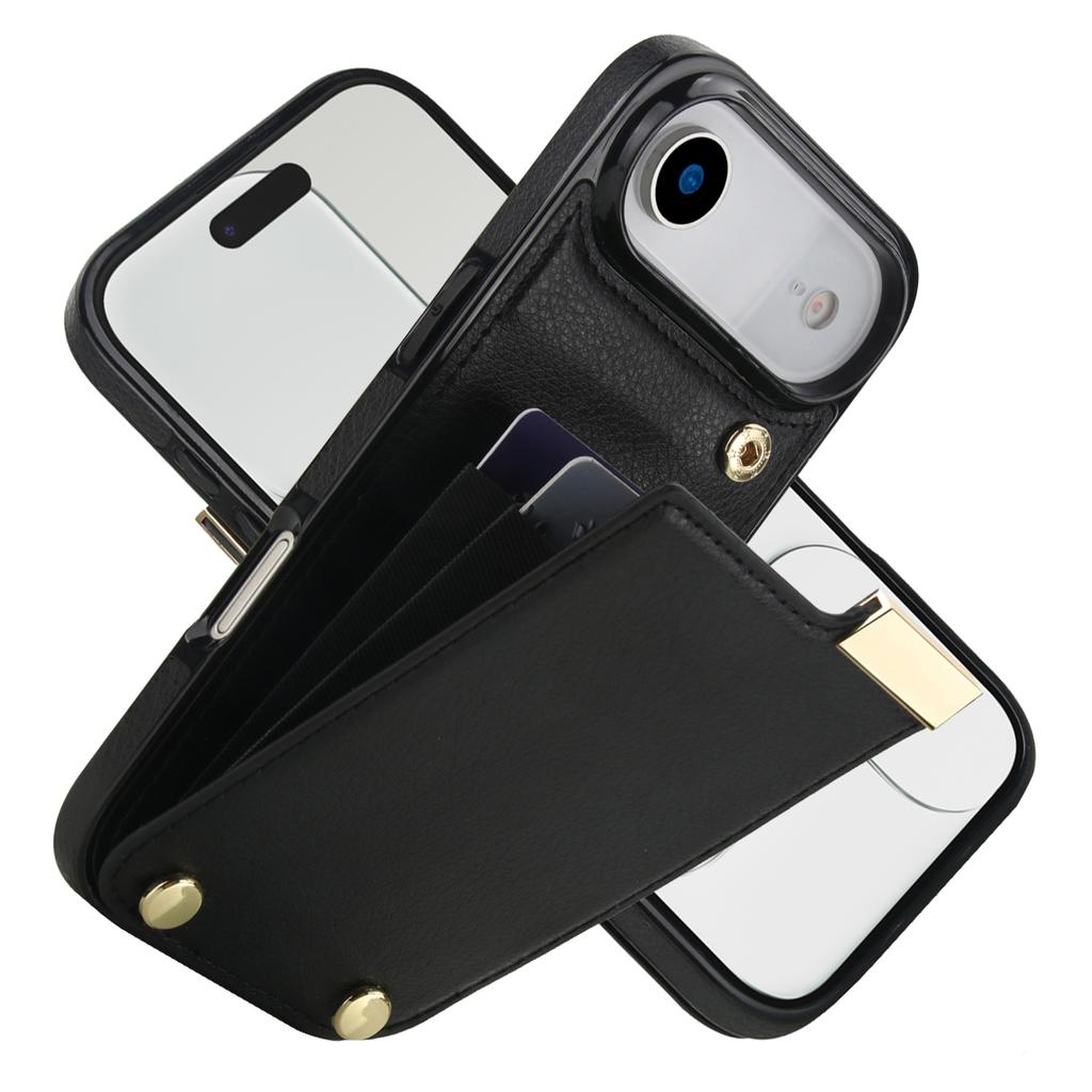 For iPhone Air Case TPU + PU Leather Hardware Decor Phone Cover with Card Holder