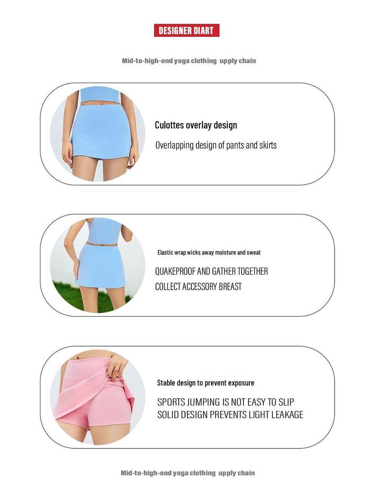 Summer Slim-Fit Quick-Dry Tennis and Running Skirt with Built-In Shorts