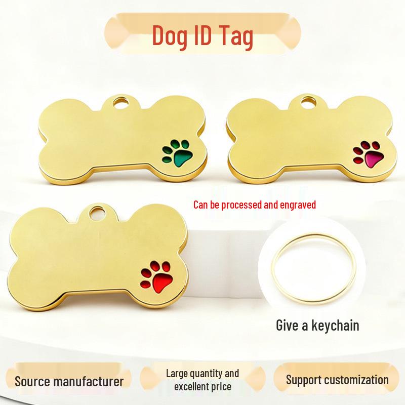 Zinc Alloy Pet ID Tag: Engravable Bone-Shaped Nameplate for Dogs & Cats