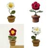 Handmade Potted Plant Artificial Knitting Flower Decoration Diy