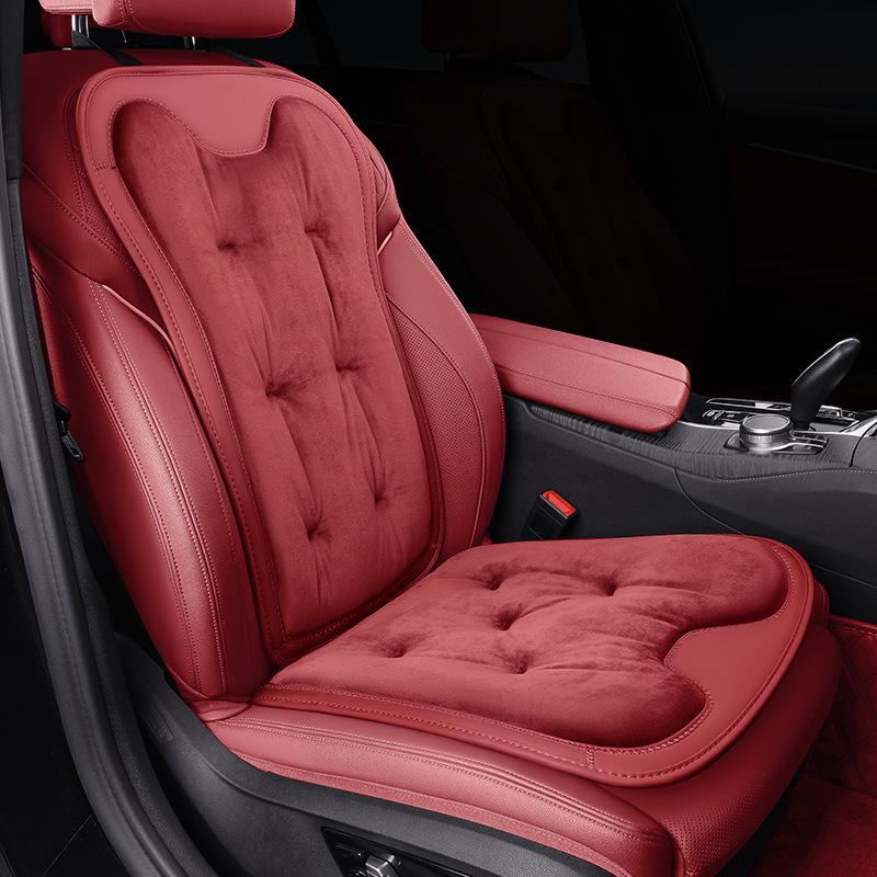 Plush Car Seat Cushion with Backrest - Thickened for Autumn/Winter Warmth