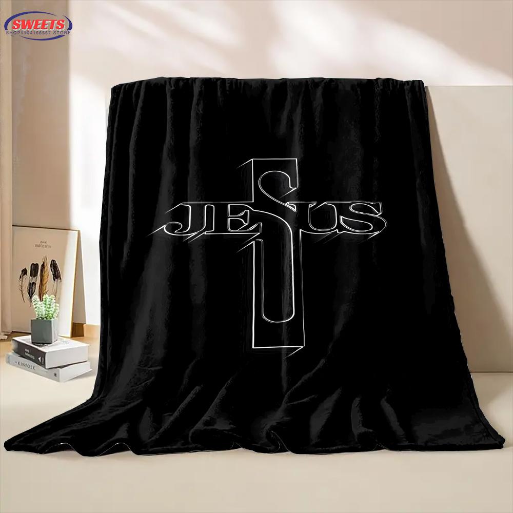 

Christian Cross Soft Texture Flannel Blanket for Bed Bedroom Sofa Picnic Warm Throw Blanket for Cover Outdoor Leisure Nap Gifts 40x50in