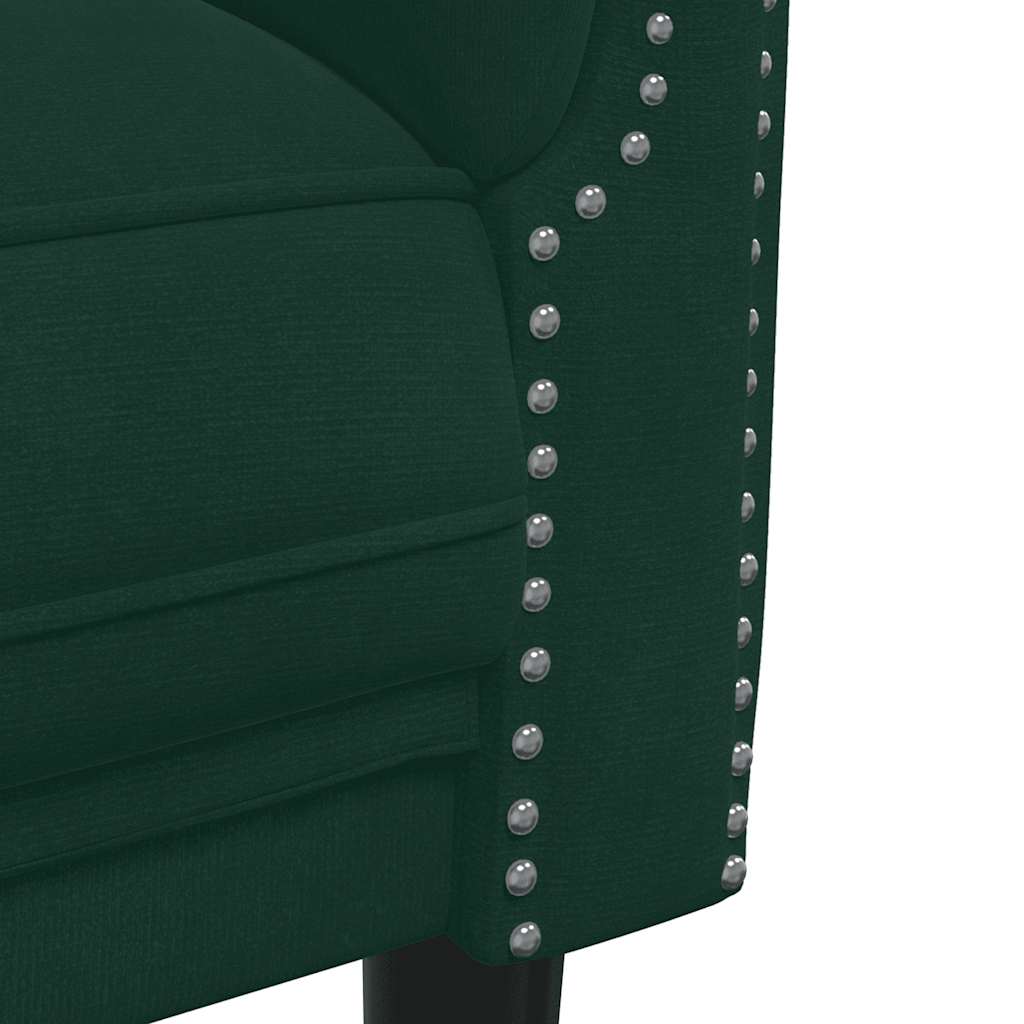 Vidaxl 3-Cz. Living Room Set, Dark Green, Upholstered In Velvet