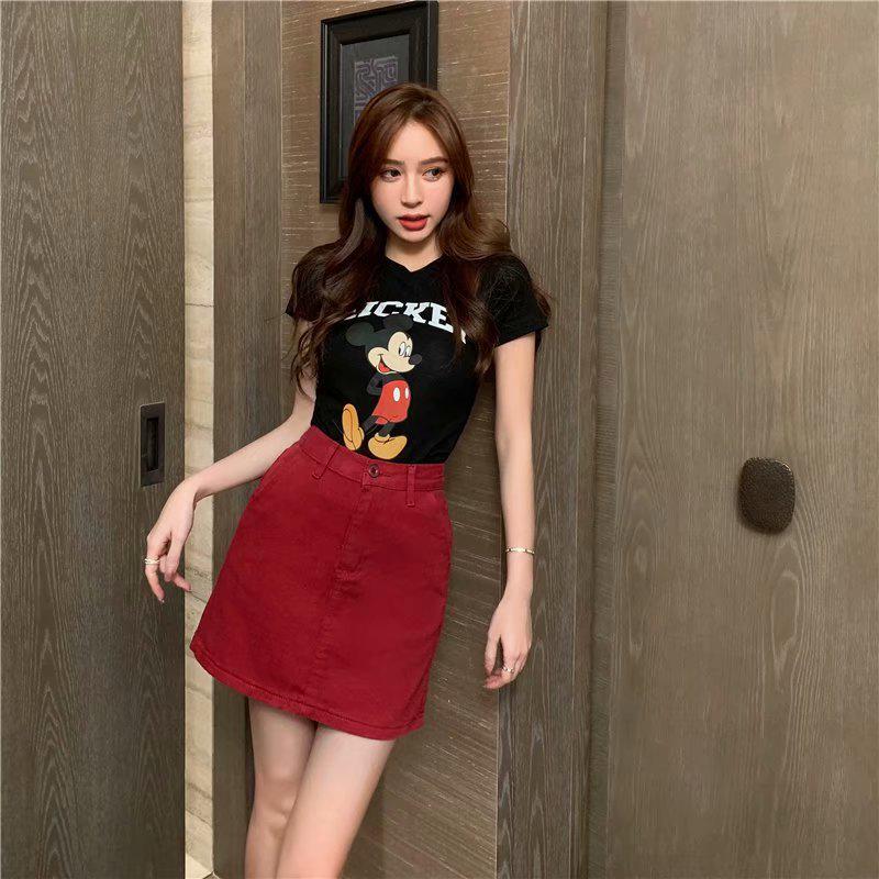 Plus Size Denim Midi Skirt - High Waist Casual Spring/Summer A-Line Bodycon Skirt for Women
