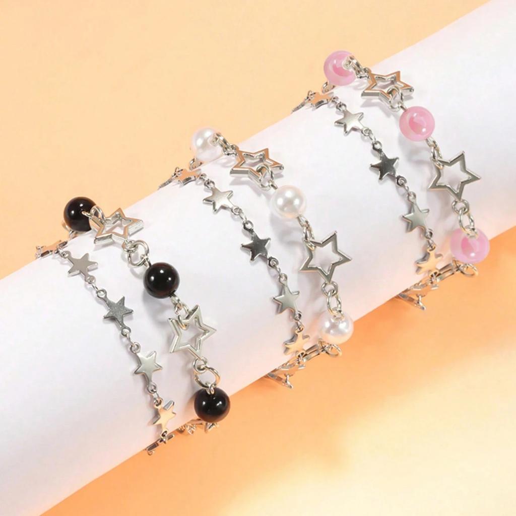 Celebrity Y2K Couple Bracelet Set, Imitation Pearl Star Friendship Bracelet, Perfect Gift for Holidays,Suitable for Daily Wear