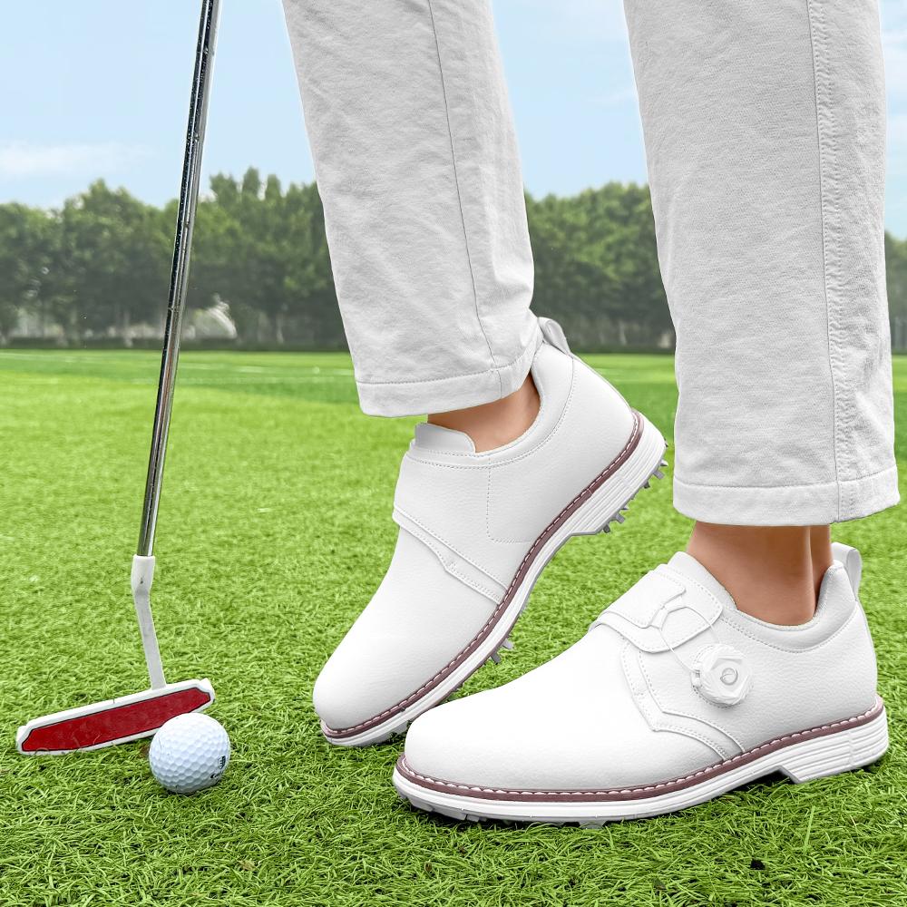 Men Golf Shoes Outdoor Spiked Sports Upper Stable Anti Slip Sole For Golf Training Outdoor All Season Daily Outdoor Casual