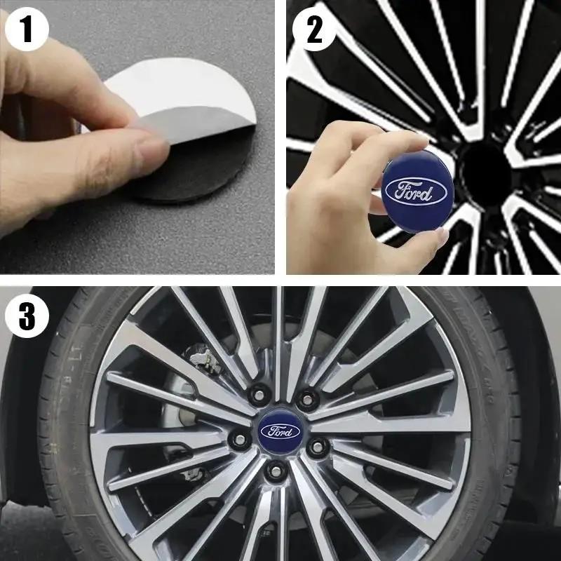 4pcs 56/60/65mm Car Styling Wheel Center Hub Caps Stickers Badge For Ford Focus Fiesta Mondeo Fusion Explorer Escape Edge Kuga