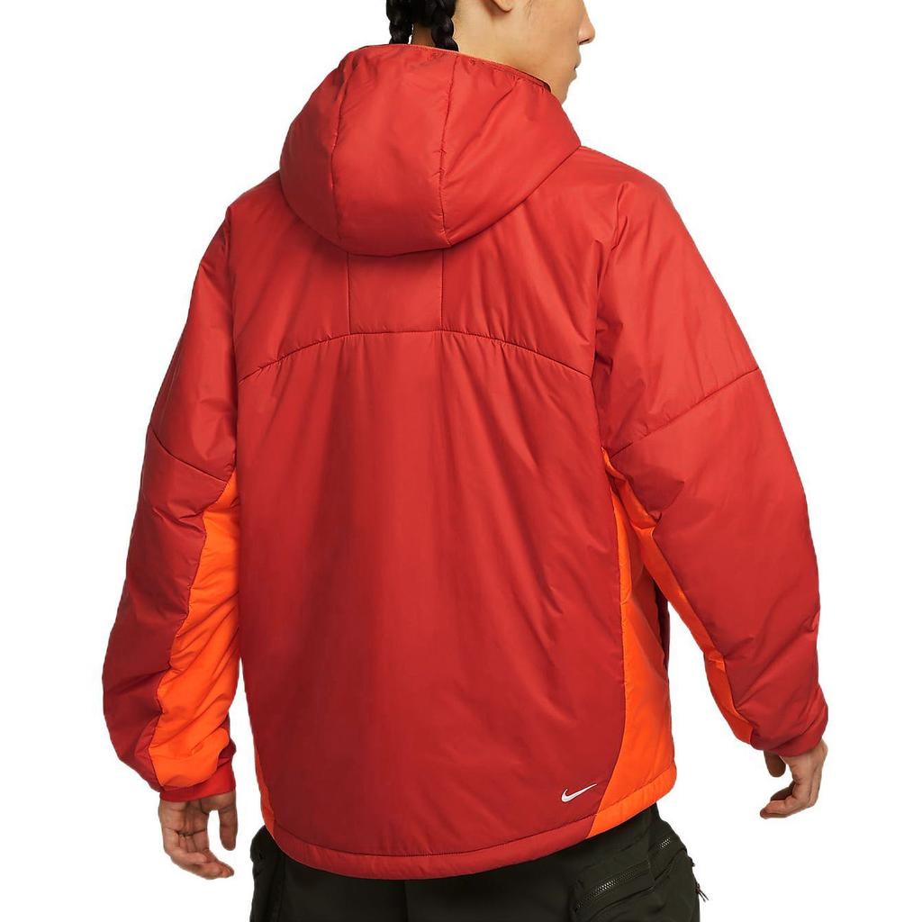 Nike ACG Therma-Fit ADV Color Block Letter Print Hooded Zip Cotton Jacket Men Jacket Crimson FD4055-668