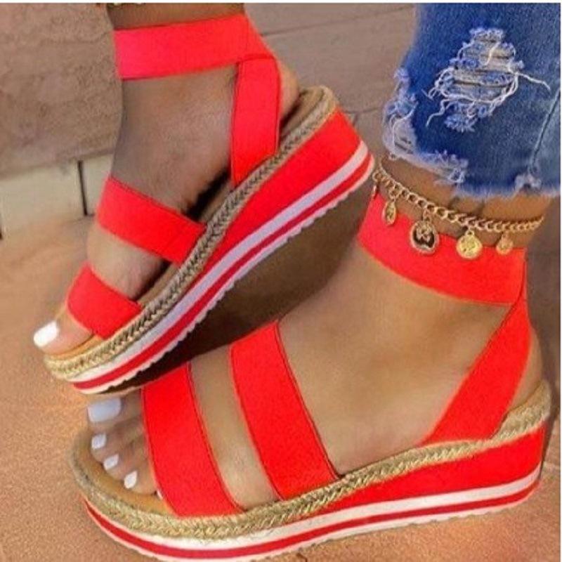 Summer Sandals Women Wedges Platform Ladies Hemp Shoes Ladies Candy Color Casual Girls Slip On Strap Cross Girls2022