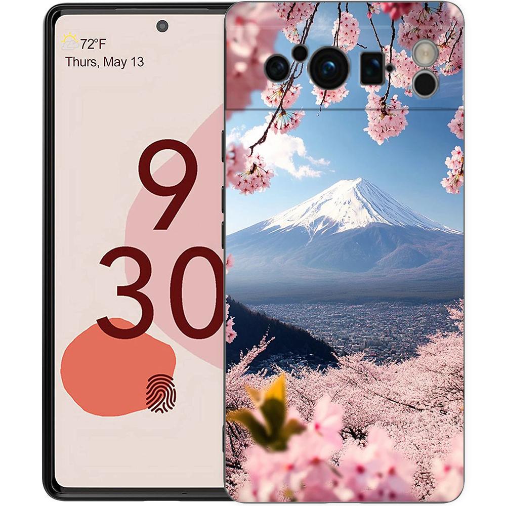 Japan Mount Fuji Painting Cherry blossom Phone Case For Google Pixel 9 8 9A 8A 7 7A 6 Pro XL 6A 5G Black Soft Back TPU Cover