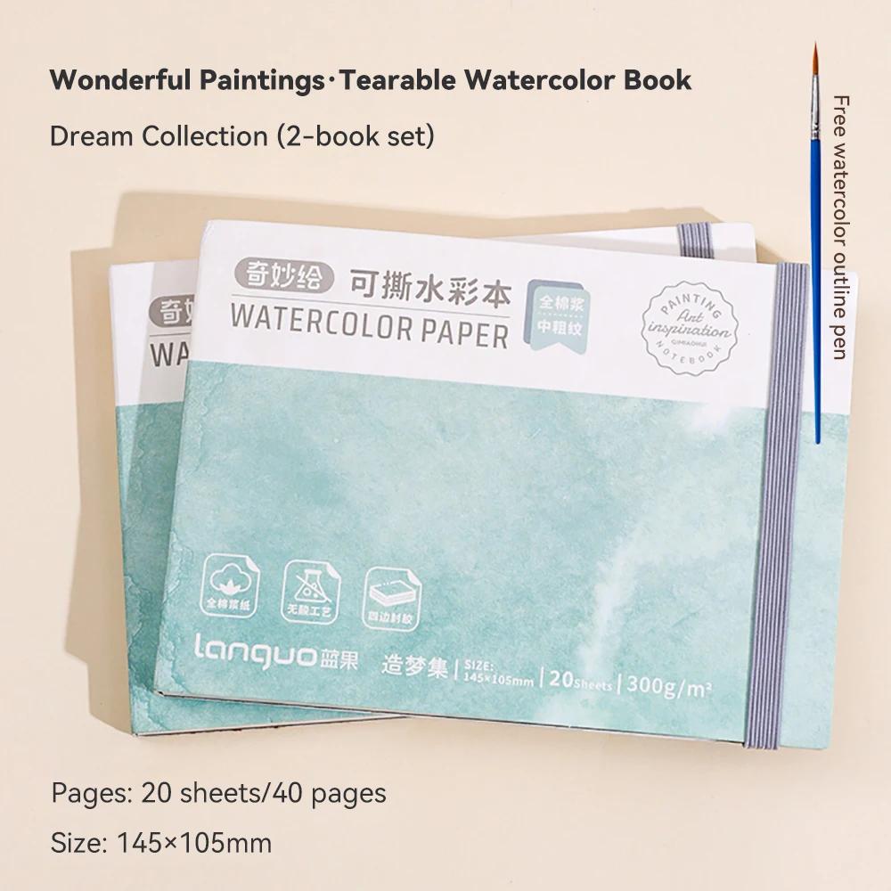 100% Cotton Watercolor Book 300g Thick Paper Mini Portable Tearable Watercolor Paper Art Student's Painting Drawing Supplies
