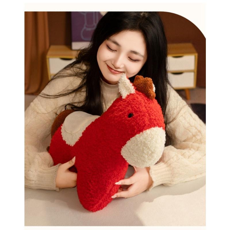 Year of The Horse Plush Pillow Cute Animal Shape Sofa Cushion Car Backrest Decor New Year Gift Home Ornament