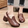 2026 New Fish Mouth Comfortable Versatile Mid-heeled Women Shoes Women's Fashionable Sandal Thick-heeled Outer Wearing Slippers