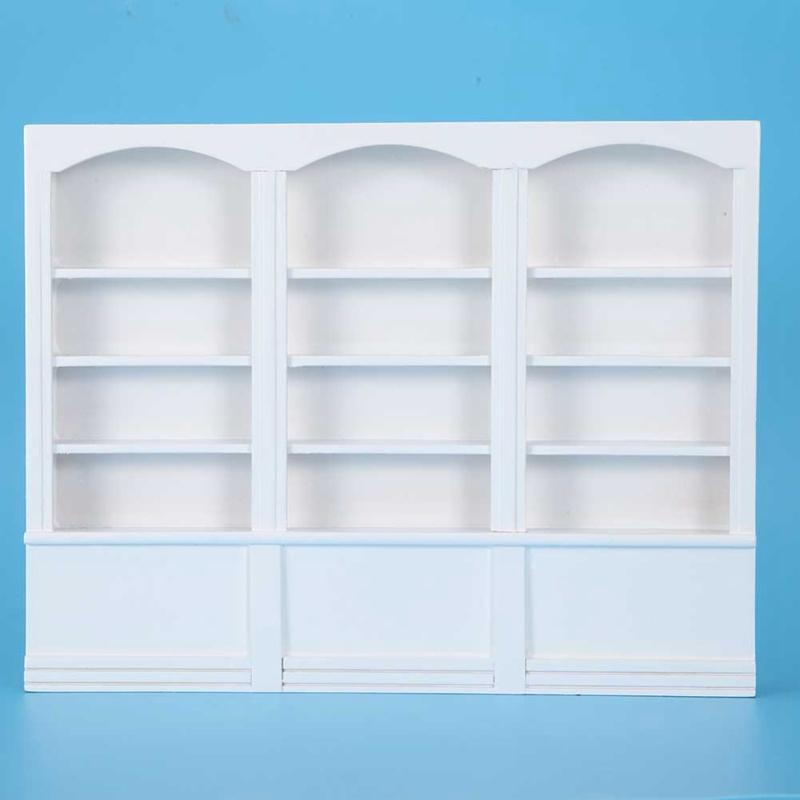 ZK401:12 Doll House Accessories Mini Bookshelf Display Cabinet Bookcase Furniture Toy White