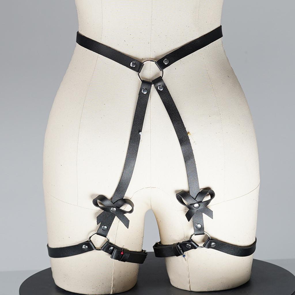 Women Sexy Thigh Garter Belt PU Leather Lingerie Bdms Bondage Lingerie Leg Harness Exotic Fetish Clothing Festival Rave Outfit