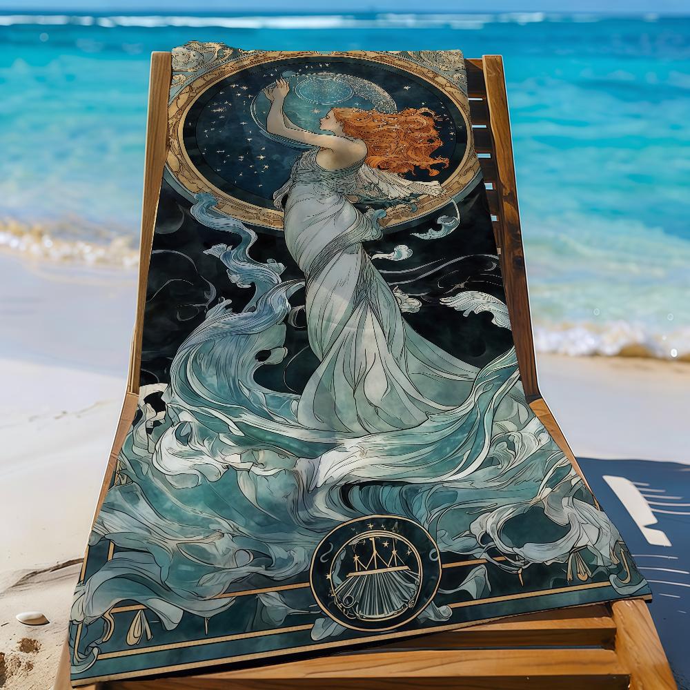 

Art Alphonse Mucha Aesthetic Towel Sports Quick Dry Travel Camping Gear Sandproof Soft Light Large Beach Towel W40*H60(CM)