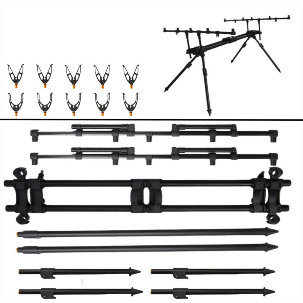 5 Rod Fishing Stand Adjustable Aluminum Rack Sturdy for Anglers