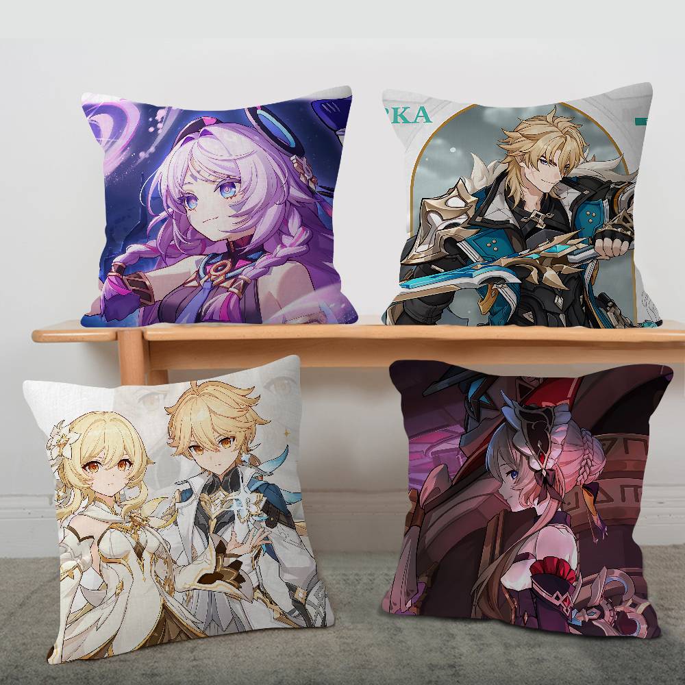 Anime Game Genshin Impact Stitch Lucky Dragon Pillow Cover Sofa Cushion Cover Home Room Decoration Children Gift