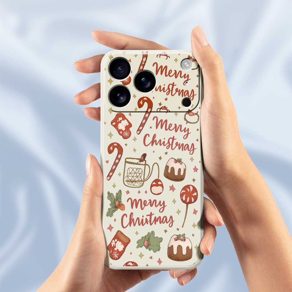 For iPhone 17 Pro Case Merry Christmas Pattern Printing Straight Edge TPU Phone Back Cover