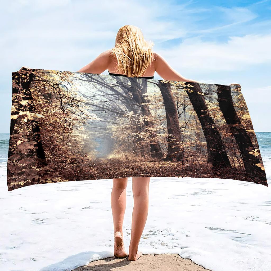 Forest Series Seaside Vacation Beach Towel Swimming Bath Towel Microfiber Sports Towel