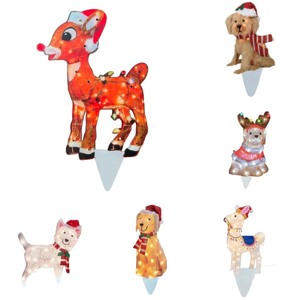 Outside Christmas Decorations Light Up Animals Dog Santa Clausoutside Supplies