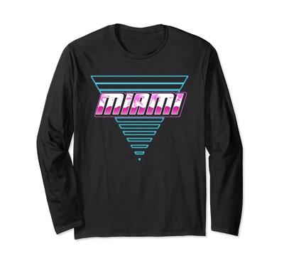 Retro Miami Men Women Kids Novelty Beach Summer Miami Long Sleeve T-Shirt