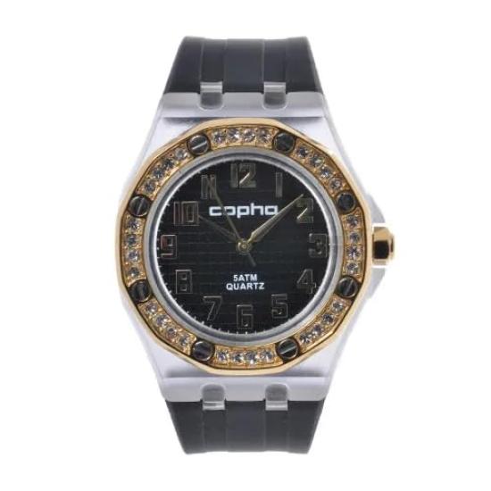 

COPHA LADY AP Casual Watch with Cute Rhinestones and Scandinavian Limited Edition Analog Quartz Officially Silicone Black Silicone Strap Design,