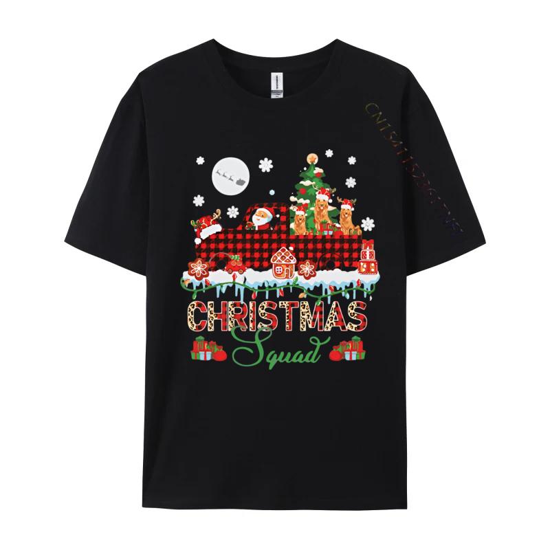 Cotton Unisex Christmas Squad Santa Three Golden Retro Tshirt Top Tshirts Oversized Casual Grahpic Tee Shirt