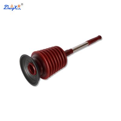Household Toilet Plunger with Stainless Steel Rod and Large Rubber Suction Cup.