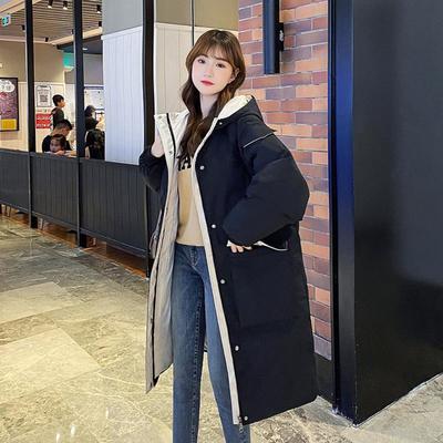 Women's Mid-length Down Padded Jacket Coat Winter Loose Large Size Hooded Thick Warm Parkas