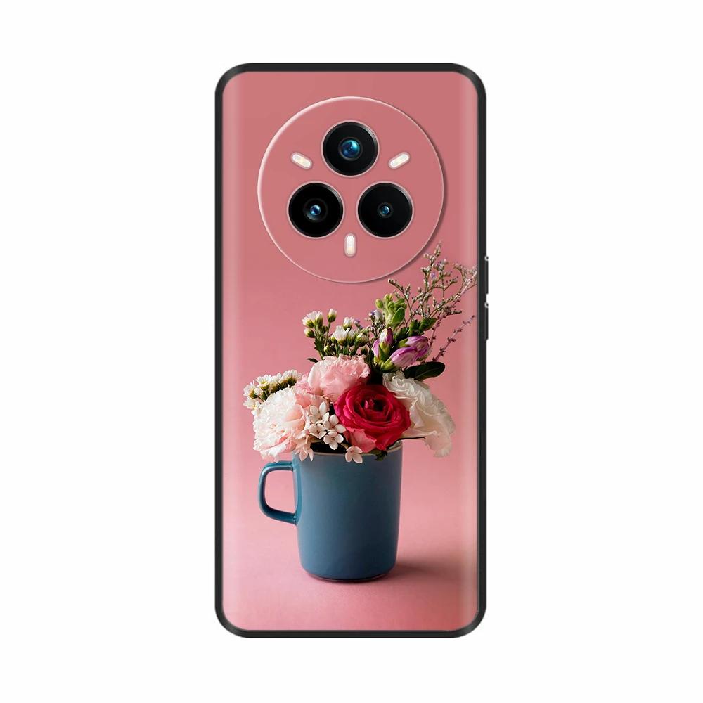 Für Realme 14 Pro Plus Hülle Rückseite Girly Mode Herz Blume Malerei Weiche TPU Hülle Fundas Für Oppo Realme 14 Pro+ Hüllen