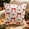 Cozy Knitted Plush Pillow Covers Christmas Pillowcase, 3D Embroidered Design Soft Throw Decorative Cases Cover, Cushion Cover for Holiday Home
