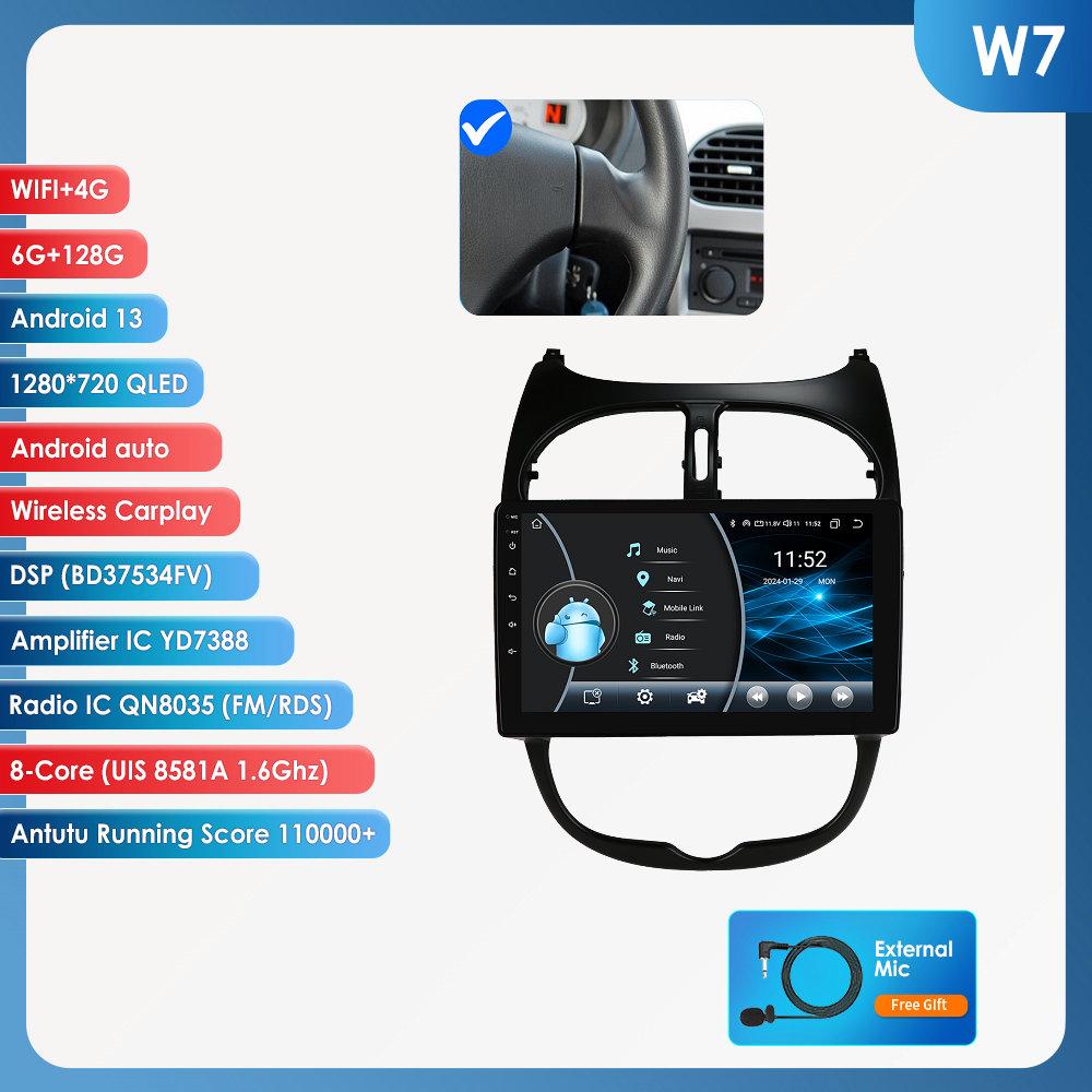 OSSURET Snapdragon 6115 Car Radio Autoradio for PEUGEOT 206 206SW 206CC 2001 - 2008 Carplay Android Auto Multimedia GPS 360 Cam Stereo