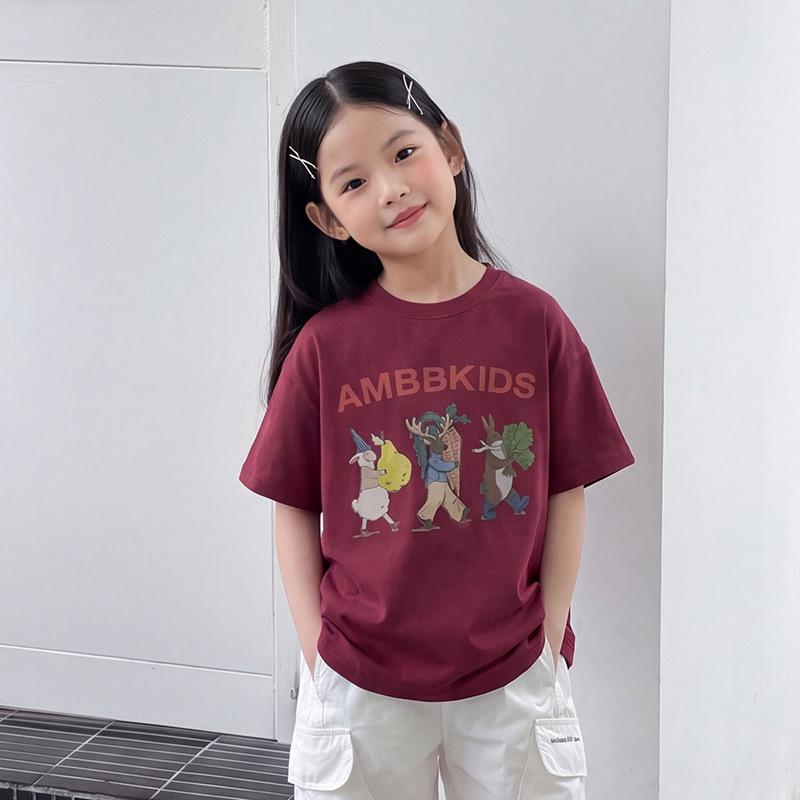 Kids Korean Style Cartoon T-Shirts - 100% Cotton Short-Sleeve Tops