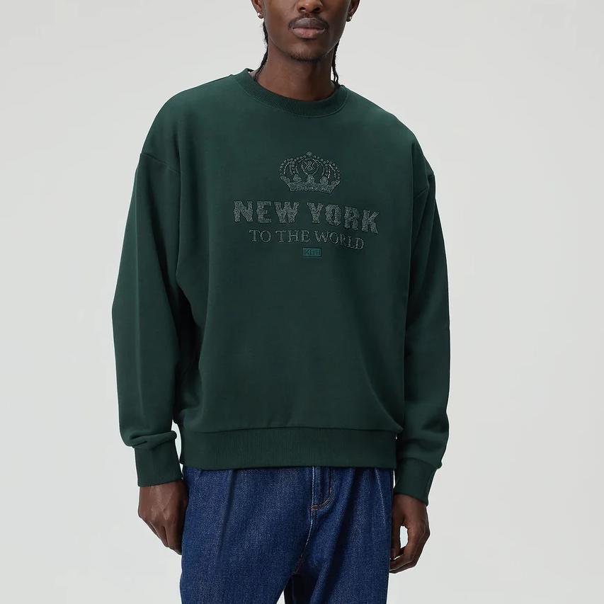 Kith New York To The World Crown Crewneck Stadium Men Tops Green KHM034203-302