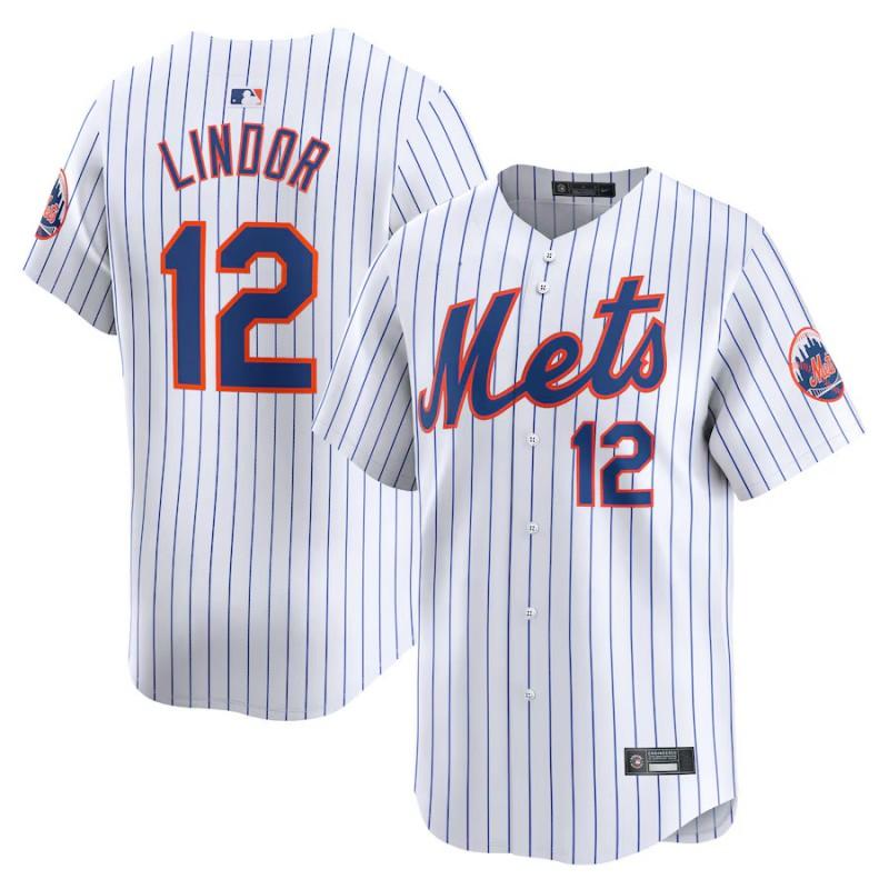 New York Mets Baseball Jersey Lindor 12 Embroidered Sportswear Unisex V-Neck Nylon Performance Tee