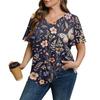 Women's Plus Size Fashionable Casual Loose-Fit Short Sleeve Elegant V Neck Blouse For Work