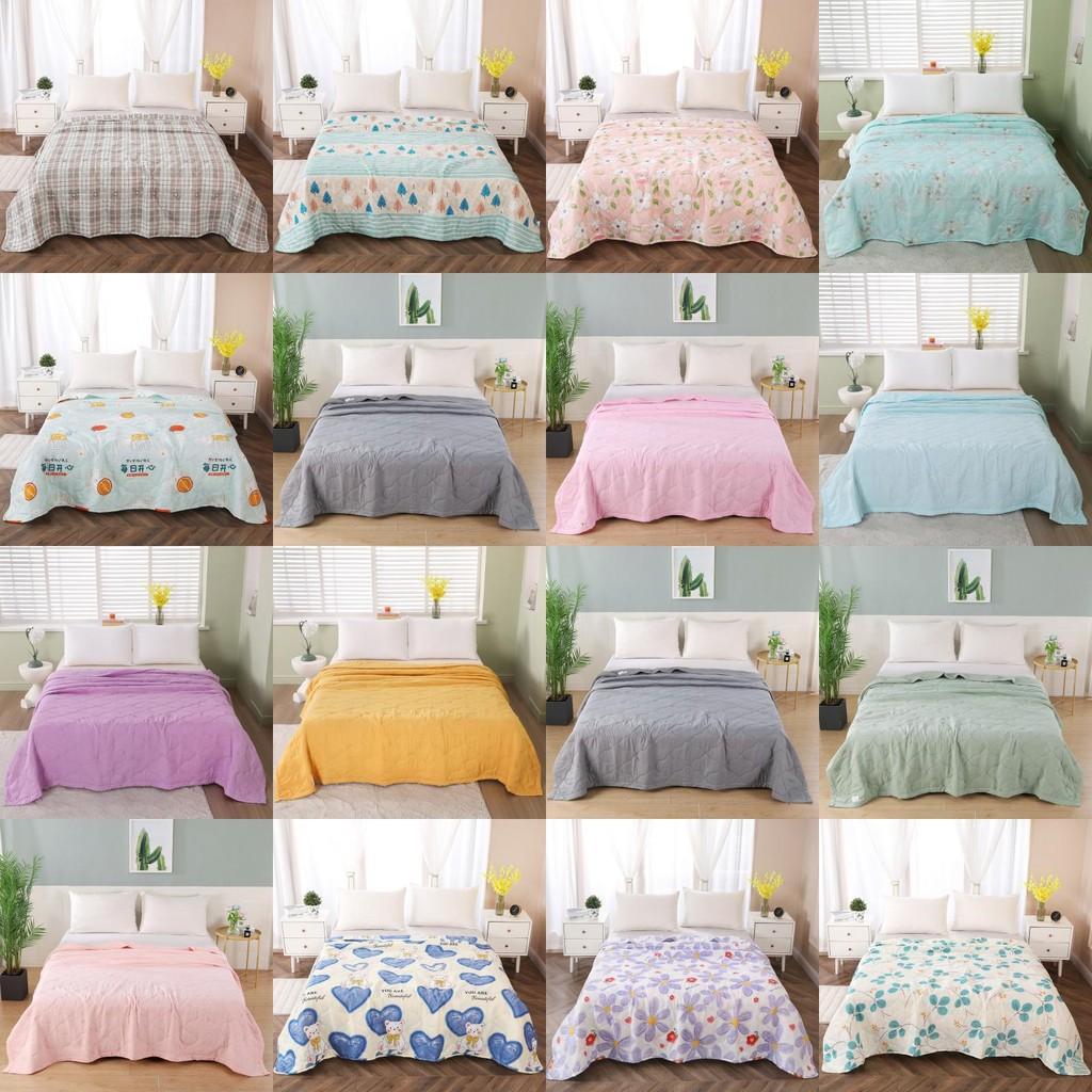 Rabbit Summer Flower Bear Print Airconditioner Quilt Solid Color Bedroom For