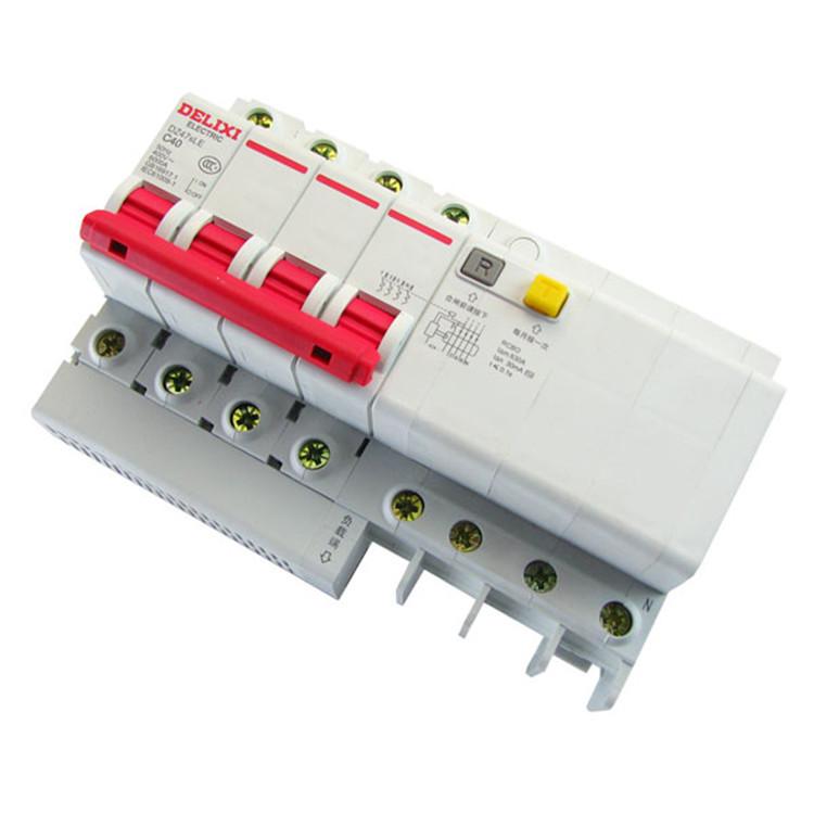 Delixi DZ47sLE-63 C-Type 4P Miniature Residual Current Circuit Breaker, 3-Phase, 4-Wire, 380V