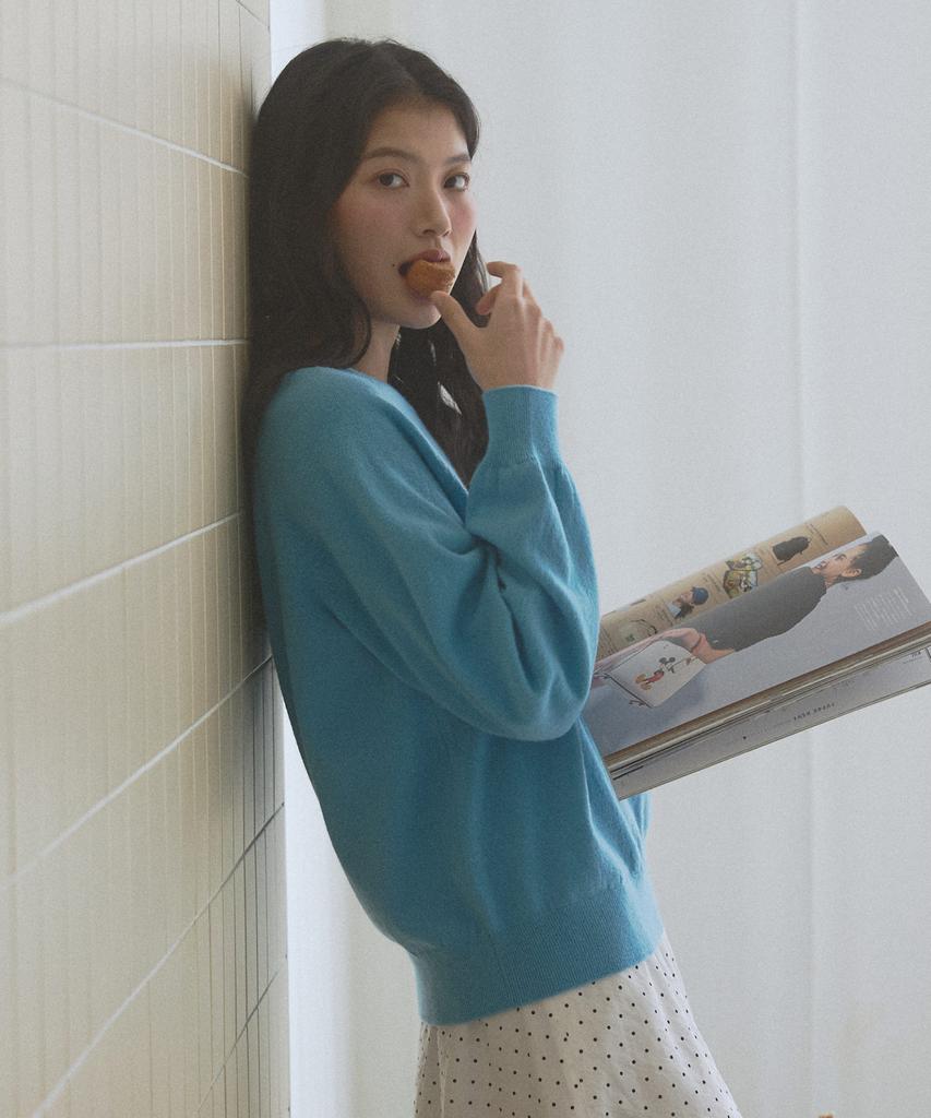 Nyuluki Cozy Round Knit Pullover_Blue