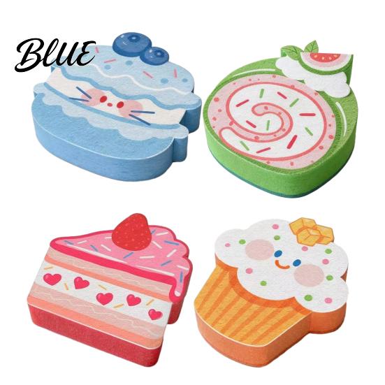 Kitchen Cleaning Sponges Double-Sided Cellulose Scrub Sponges Cute Dessert Patterns Non-Scratch Wood Pulp Soft Compressed Sponge Sponge Quick Drying