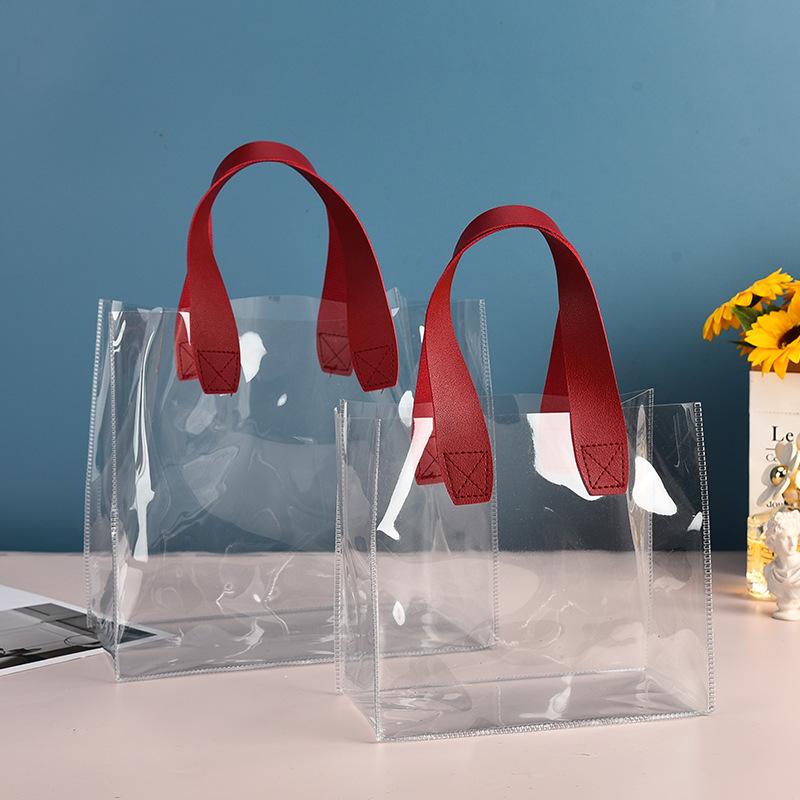 Portable Clear Reusable Shopping Bags Wedding Candy Pvc Handbag Small Daisy Shopping Wedding Birthday Gift Bag