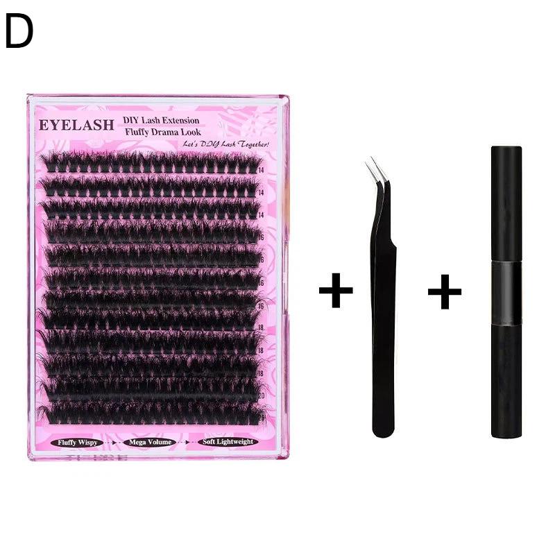 200D Faux Mink Lash Extensions Manga Individual Cluster Lashes 14-20Mm Natural Long Black Eyelashes D Curl False Eyelash Makeup